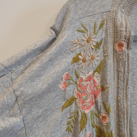 Johnny Was Gray and pink embroidered Boho Kimono Cardigan Women Sz 2XL - Picture 3 of 10